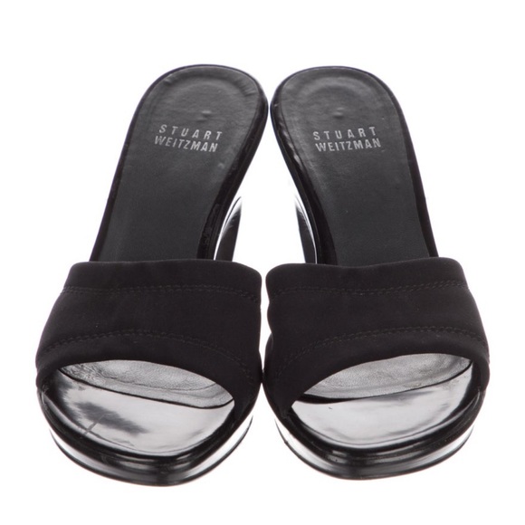 Stuart Weitzman Black Block Sandal Slidea with Platform Size 6 - Picture 5 of 5